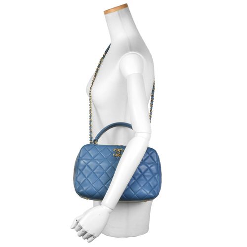 シャネル CHANEL マトラッセ ボーリングバッグ ショルダーバッグ 2WAY ラムスキン ブルー ゴールド金具 27番台 レディース【中古】 シャネル CHANEL マトラッセ ボーリングバッグ ショルダーバッグ