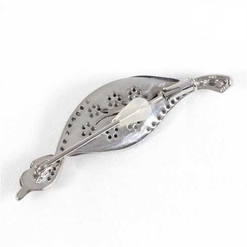 30%OFF】K18 18金 WG ホワイトゴールド ブローチ オニキス ダイヤ 0.15