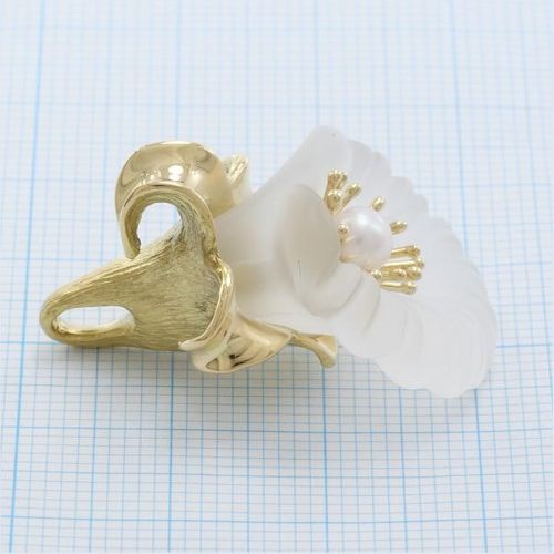 田崎真珠☆k14 蜘蛛 クモ☆ブローチ☆パール☆綺麗です 田崎真珠☆k14