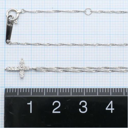 PT850 プラチナ ネックレス ダイヤ 0.1 総重量約1.3g 約43cm | - Buyee