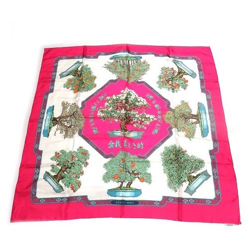 エルメス Hermes カレ90 盆栽 美しき街 ブランド小物 スカーフ