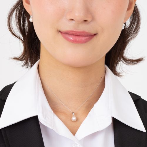 菊花】一粒 アコヤパール ホワイトゴールド ペンダント|無調色 菊花】一粒 アコヤパール ホワイトゴールド ペンダント|無調色