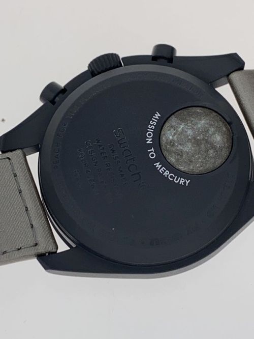 SWATCH◇クォーツ腕時計/アナログ/ナイロン/BLK/BLK OMEGA◇クォーツ