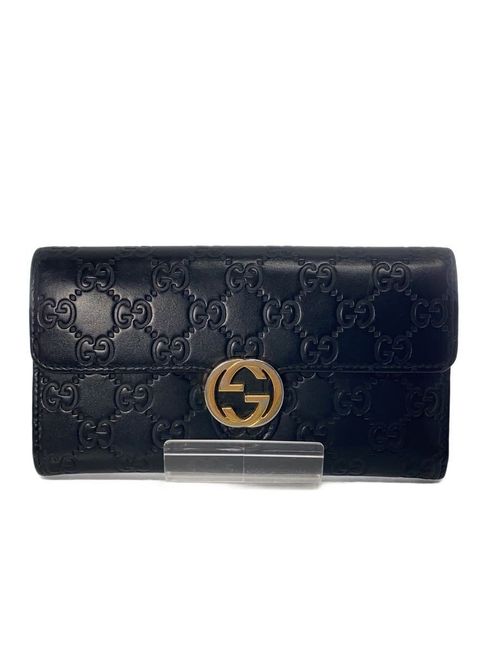 GUCCI 長財布 長財布_インターロッキングG レザー BLK レディース 