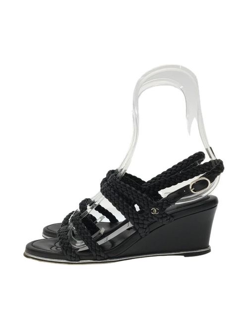 美品　シャネル　CHANEL (36.5) ヒールサンダル　ココマーク　編み上げ 美品 シャネル CHANEL (36.5) ヒールサンダル ココマーク
