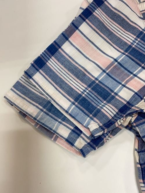 RRL 半袖シャツ オープンカラーシャツ 半袖シャツ S コットン BLU PNK