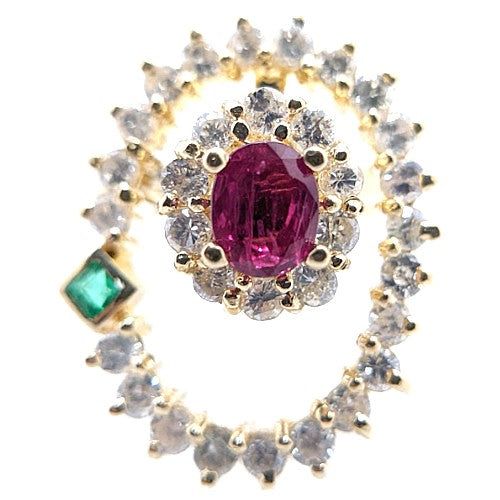 K18 ダイヤモンド×ルビー×エメラルド スイングリング | - Buyee日本
