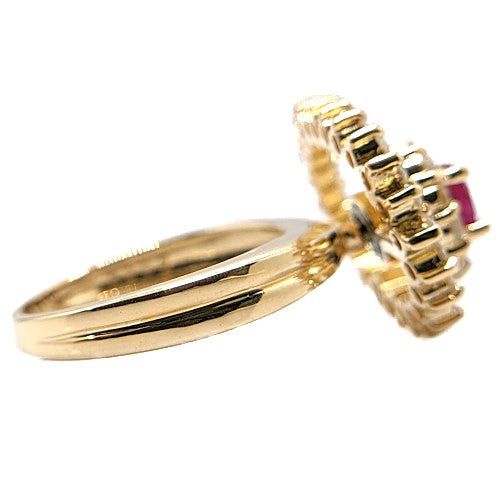 k18 ルビー エメラルド　ダイヤモンド　リング8号 K18YG ルビー エメラルド ダイヤモンドリング #12 0.56ct 0.15ct