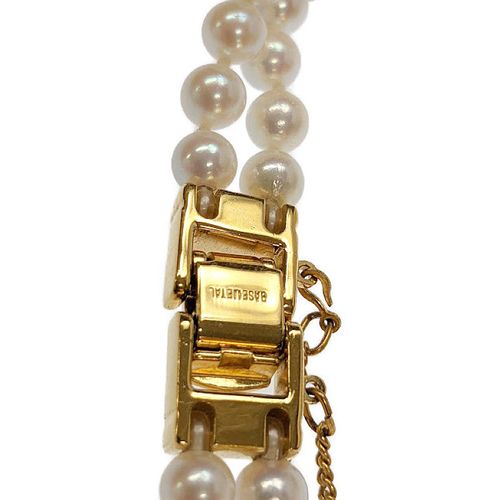 【値下げ】MIKIMOTO 真珠つき　シェル型トラベルラッカーパールクロック 最終特価品【MIKIMOTO/ミキモト】 パール付 腕時計 GP/レザー クオーツ