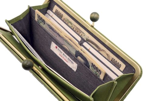 【新品 】牛革がま口財布 猫と肉球がとっても可愛い牛革がま口長財布・日本製 | 47storey