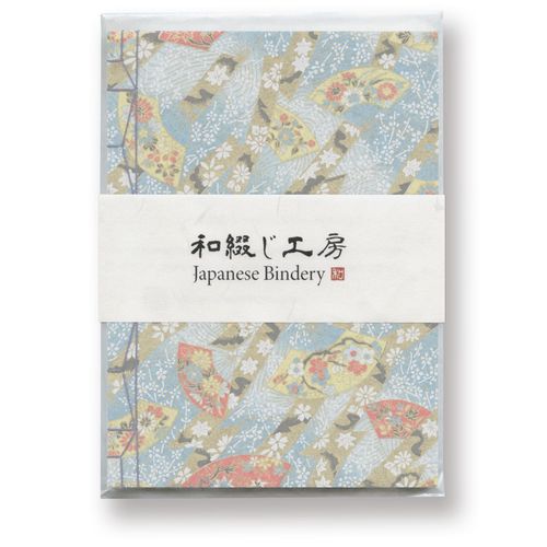 和綴じノート【扇と短冊】 ハンドメイド 友禅和紙 フェアトレードの