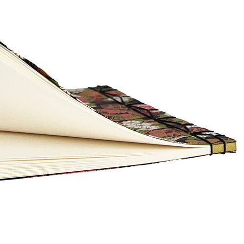 和綴じノート【扇と白菊】 ハンドメイド 友禅和紙 フェアトレードの