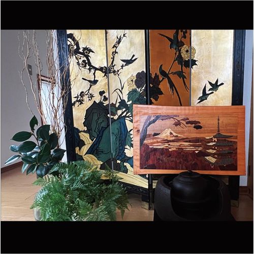 富士山を臨む」限定一点物・伝統工芸・富士山・木の絵画・マーケタリー