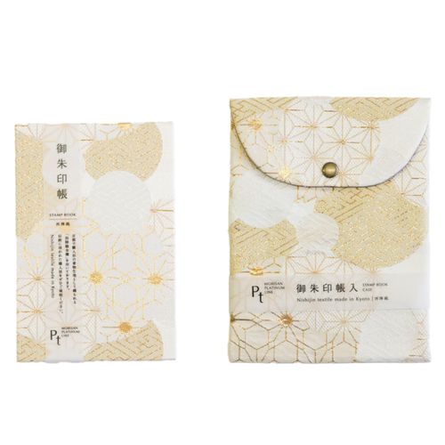 西陣織 御朱印帳と御朱印帳収納袋（同柄セット）プラチナ風船小紋（PT
