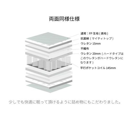 日本製 ポケットコイルマットレス 夜香ハイグレード シングル x ハード