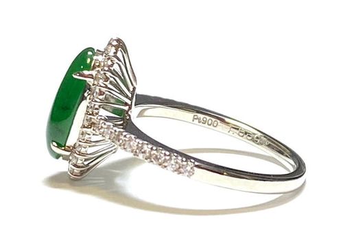 Jadeite Pt900翡翠 ダイヤモンドリング (NO.303777) | - Buyee, un
