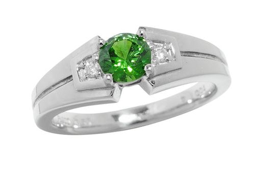 Demantoid Garnet Pt900デマントイドガーネット ダイヤモンドリング