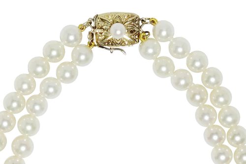 MIKIMOTO【ミキモト】K14アコヤパール2連ネックレス| - Buyee