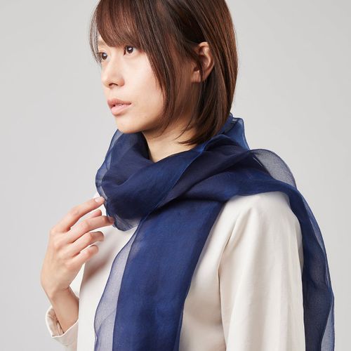 JapanBlue 天然灰汁発酵建本藍染め オーガンジーショール