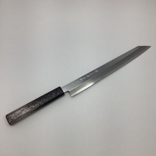 堺一文字吉國作 青二鋼ダマスカス鋼 文化包丁 6寸 水牛八角柄