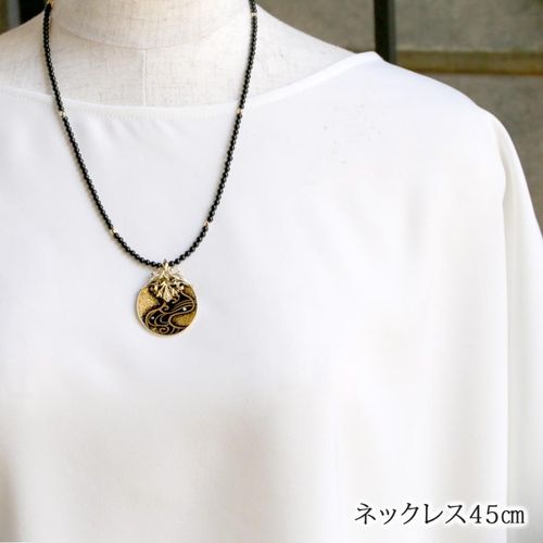 18金 オニキス ダイヤモンド 金沢蒔絵 ペンダントネックレス