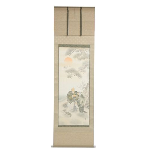 真作/寺田晴観/高砂之図/掛軸/名家伝来AE-364 アウトレット品 掛軸慶祝画 尺五 高砂 (筆者：植田寿甫) 高さ189cm