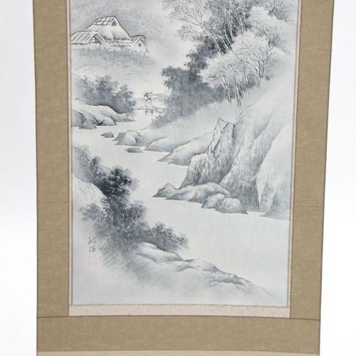 模写/頼山陽/山水画賛/布袋屋掛軸HE-384 模写/頼山陽/山水画賛/布袋屋掛軸HE-384