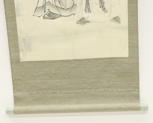 アウトレット品 掛軸 水墨画 高村光太郎 寒山拾得像 桐箱付 幅