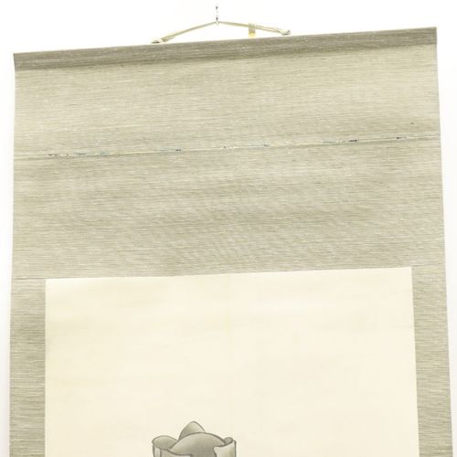 アウトレット品 掛軸 水墨画 高村光太郎 寒山拾得像 桐箱付 幅