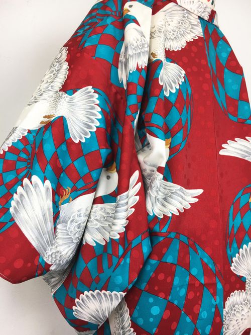 羽織】鳩柄ポリエステル羽織（赤×青緑） | 47storey - Buyee 通販購入