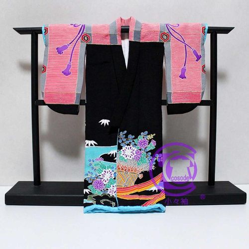 御簾に薬玉模様のミニチュア着物黒色 | 47storey - Buyee, an Online