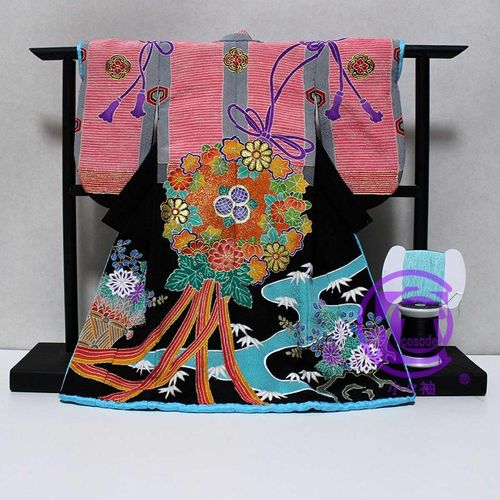 ミニチュア着物　文箱　ゆうページ 御簾に薬玉模様のミニチュア着物黒色 | 47storey - Buyee, an Online