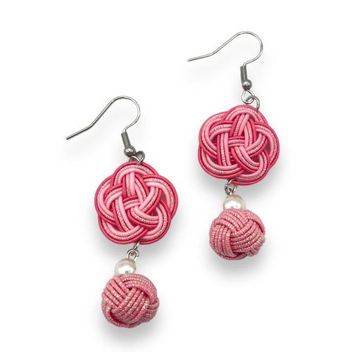 SHISHIKUI ピアス PINK symmオリジナルブランド「Shigemi」シリーズ和風 水引・梅結び フック