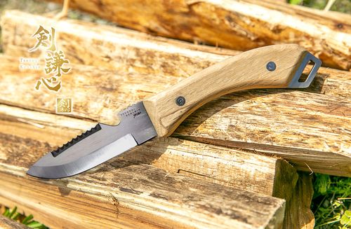 堺一文字吉國作 青二鋼ダマスカス鋼 文化包丁 6寸 水牛八角柄