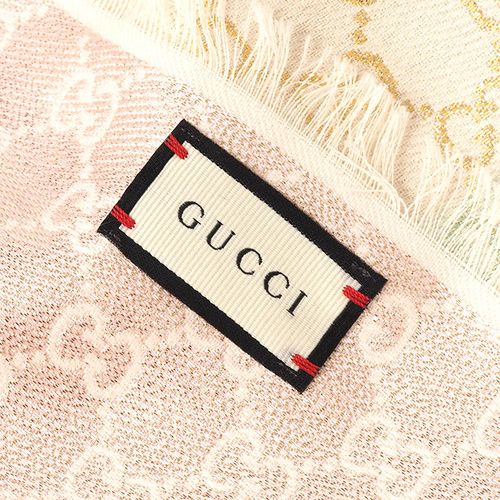 美品】グッチ GGロゴ ラメ ジャガード ショール 【レディースストール
