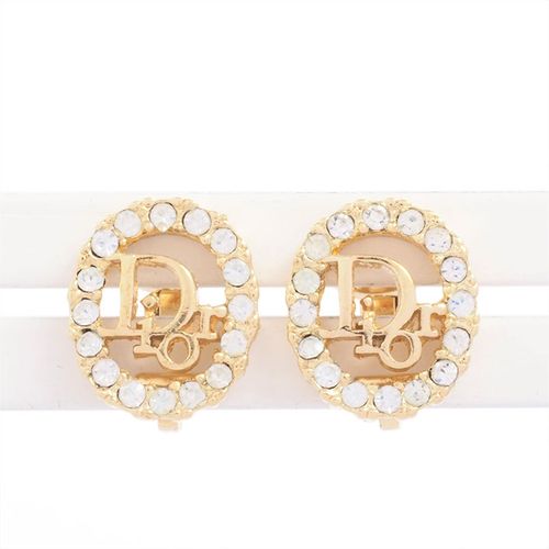クリスチャン ディオール CDロゴ ラインストーン【イヤリング