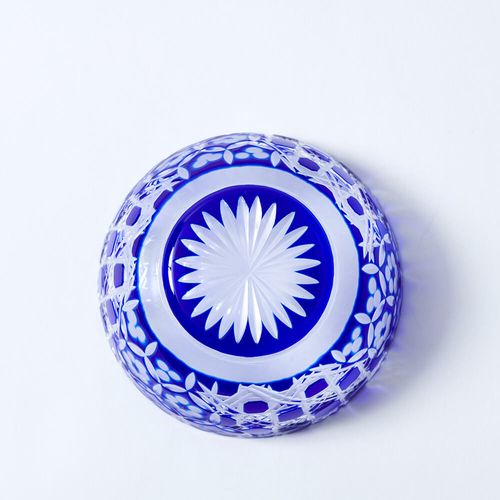 江戸硝子 色被せ硝子 粋彩切子 豆鉢 宝尽し / Edo Glass Colored Glass