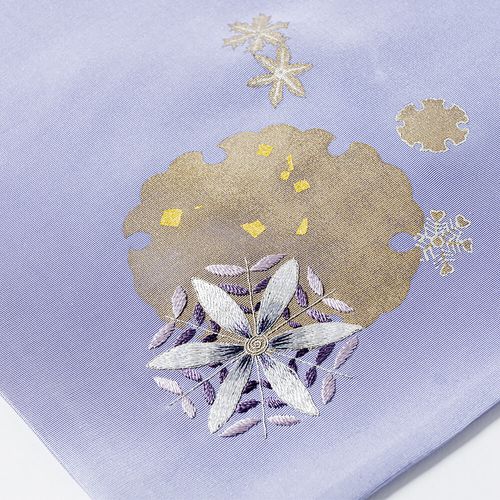江戸刺繍 お茶帛紗 雪華 雪輪に菊 うさぎに萩と露芝 / Edo Embroidery