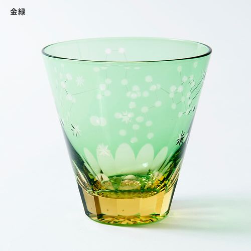 【廃盤品】KIRIKO Globe 星矢来3面 グリーン　江戸切子　銘灯 KIRIKO Globe -EDO- 星矢来 3面彫り – 銘灯-MEITOU-