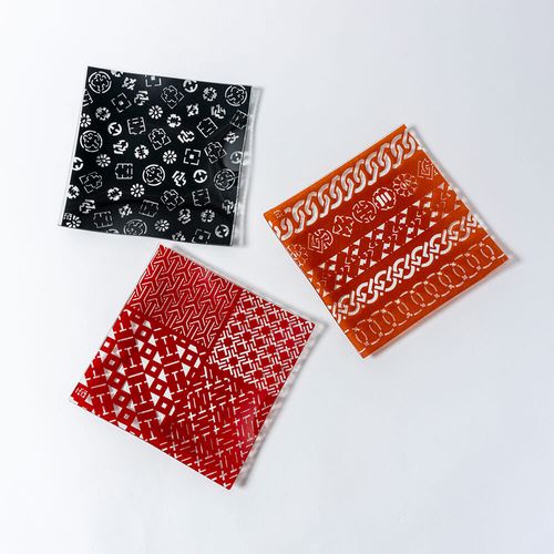 食器 ガラス 角皿 食洗機OK ギフト 伝統工芸品 伊勢形紙 松井形