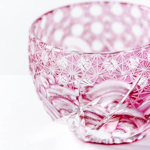 江戸切子 ぐい呑み 「漣-sazanami-」 瑠璃 金赤 琥珀纏瑠璃 琥珀纏