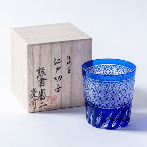 江戸硝子 グラス逆さ富士W 雲母 / Edo Glass Upside-down Mt. Fuji W