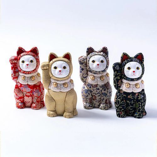 福招き猫 江戸木目込み人形 金襴 株式会社一秀 / Lucky Cat Edo