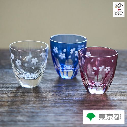 丸ロックグラス「sakura」江戸切子株式会社清水硝子/ Round Rock Glass
