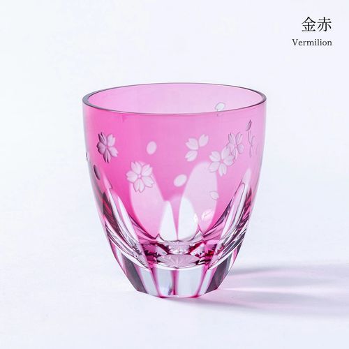 丸ロックグラス「sakura」江戸切子株式会社清水硝子/ Round Rock Glass