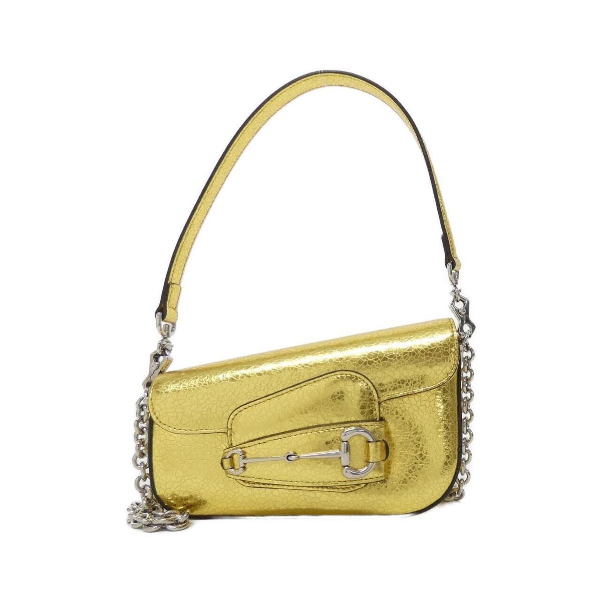 Gucci Horsebit 1955 Crackle Leather Shoulder Bag Pochette Color Unspecified