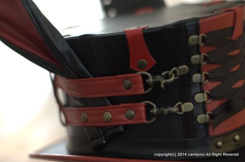 candynoir 】KURENAI 赤黒 ウサミミ・ダブルベルト・コルセットハット