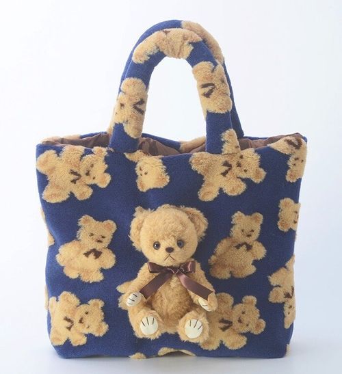 Zaza Bear シリアルNo入りテディベア Zaza Bear】テディベアトート/ネイビー | Village Vanguard