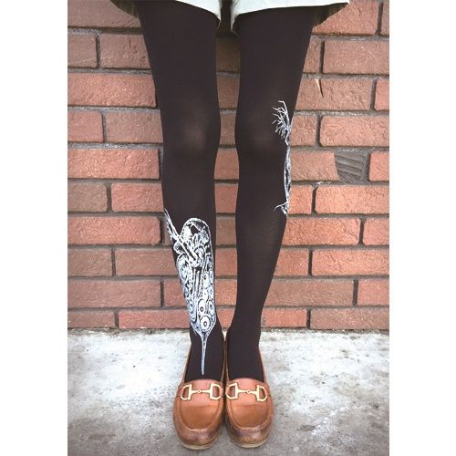 コヤヒロカ】ガリ版タイツ(ミジンコ・黒)80デニール | ヴィレッジ