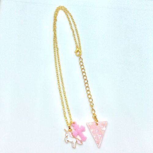 ユニコーン　ブロ―チ　ネックレス ユニコーンのペンダントネックレス（シルバー） - Yadokari beads